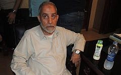 Mohammed Badie after his 2013 arrest in a picture posted by the Egyptian Interior Ministry. (Photo credit: Egyptian Interior Ministry via Facebook)