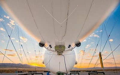 The underbelly of a JLENS aerostat. The 74 meter-wide airships will act as a 360 degree eye-in-the-sky. (Photo credit: Courtesy Raytheon)