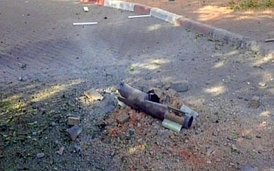 A fragment of one of four rockets fired from Lebanon into northern Israel, Thursday, August 22, 2013. (photo credit: screen capture/Channel 2)