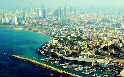 Aerial view of the Israeli coast. Israel was hit by a minor earthquake on Saturday, May 24, 2014. (illustrative photo credit: Courtesy Amos Meron/WikiAir Israel)