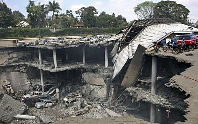 Collapsed upper car park of the Westgate mall in Nairobi, Kenya, on Thursday, September 26, 2013. (photo credit: AP/Kenya Presidency)