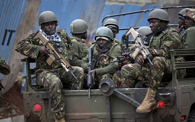 Illustrative photo of Kenyan soldiers (photo credit: AP/Ben Curtis)