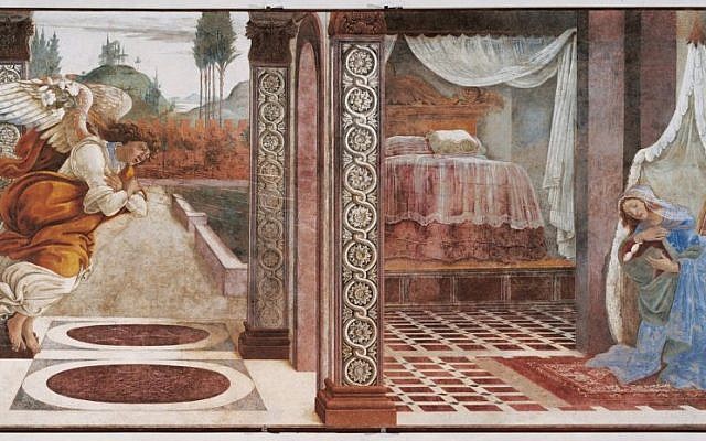 Annunciation of San Martino alla Scala, 1481, Uffizi Gallery, Florence, Italy (photo credit: Wikipedia Commons) Annunciation of San Martino alla Scala, 1481, Uffizi Gallery, Florence, Italy (photo credit: Wikipedia Commons)