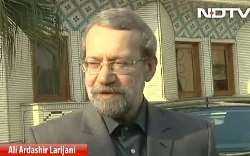 Iranian Parliament Speaker Ali Larijani. (screen capture: Youtube/NDTV) Iranian Parliament Speaker Ali Larijani. (screen capture: Youtube/NDTV)