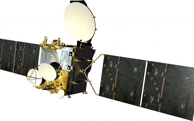 The Amos 3 satellite. (photo credit: Spacecom via Tsahi Ben-Ami /flash90) The Amos 3 satellite. (photo credit: Spacecom via Tsahi Ben-Ami /flash90)