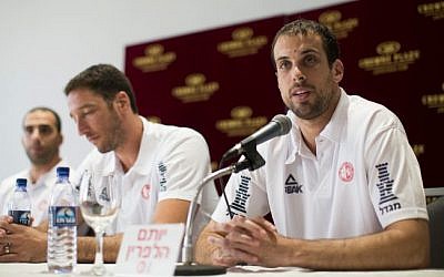 National team captain Yotam Halperin (right) with teammates Yaniv Green and Elishay Kadir (photo credit: Yonatan Sindel/Flash90)