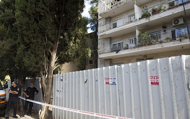 The scene of the murder in Jerusalem on Monday (photo credit: Yonatan Sindel/Flash90)