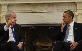 Prime Minister Benjamin Netanyahu and US President Barack Obama following a meeting in the White House's Oval Office, Monday, September 30, 2013 (photo credit: Kobi Gideon/GPO/Flash90)