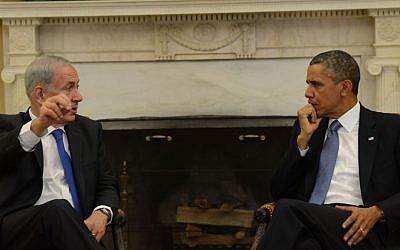 Prime Minister Benjamin Netanyahu and US President Barack Obama following a meeting in the White House's Oval Office, Monday, September 30, 2013 (photo credit: Kobi Gideon/GPO/Flash90)