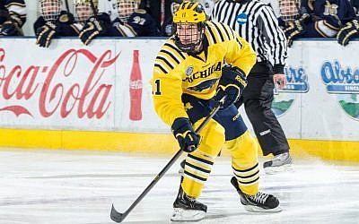 Michigan's Zach Hyman in action against Notre Dame. (photo credit: Eric Bronson/Michigan Photography)