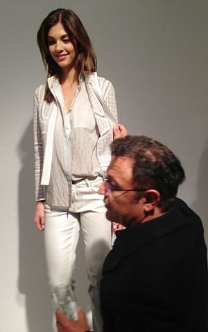 Elie Tahari making adjustments at his Spring 2014 show (Courtesy Eliora Katz)