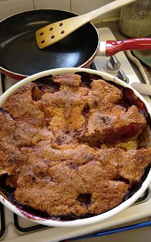 Ziv's plum cake is also a great option for the holiday (photo credit: Jessica Steinberg/Times of Israel)