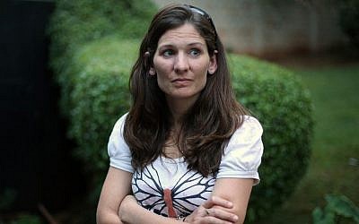 Katherine Walton, 38, from the United States, is photographed during an interview with the Associated Press in Nairobi, Kenya, Friday Sept. 27, 2013. (photo credit: AP Photo/Jerome Delay)