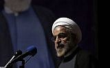 Iranian President Hasan Rouhani delivers a speech during his campaign for the presidential election in Tehran, Iran, May 2, 2013 (photo credit: AP/Vahid Salemi)