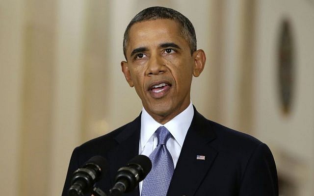 President Barack Obama speaking in the White House in Washington, Tuesday, September 10, 2013. (photo credit: AP/Evan Vucci)