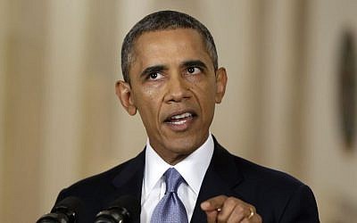 US President Barack Obama addresses the nation in a live televised speech from the East Room of the White House in Washington, Tuesday, September 10, 2013 (photo credit: AP/Evan Vucci, Pool)