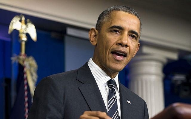 US President Barack Obama gestures while making a statement on Friday, Sept. 27, 2013 in the James Brady Press Briefing Room of the White House in Washington (photo credit: AP Photo/ Evan Vucci) US President Barack Obama gestures while making a statement on Friday, Sept. 27, 2013 in the James Brady Press Briefing Room of the White House in Washington (photo credit: AP Photo/ Evan Vucci)