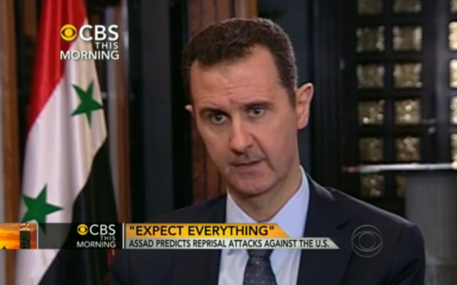 Bashar Assad speaking to Charlie Rose. (Screenshot: CBS News)