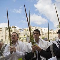 The annual priestly blessing at the Western Wall Sunday, September 22 (photo credit: Yonatan Sindel/Flash90)
