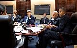 President Barack Obama meets with his national security staff to discuss the situation in Syria, in the Situation Room of the White House, August 30, 2013 (photo credit: AP/Pete Souza)