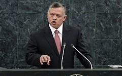 Jordan's King Abdullah II addresses the 68th session of the United Nations General Assembly, Tuesday, Sept. 24, 2013 at U.N. headquarters. (photo credit: AP Photo/Richard Drew)