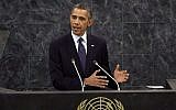 US President Barack Obama addresses the 68th session of the United Nations General Assembly, on Tuesday, September 24, 2013. (photo credit: AP/Richard Drew)