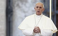 Pope Francis attends a vigil for peace in St. Peter's Square at the Vatican, on Saturday, September 7, 2013. (photo credit: AP/Riccardo De Luca)