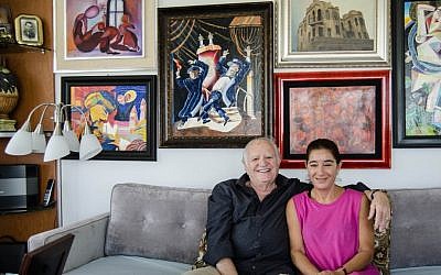 Ivan and Rebecca Gabor live in the 11th floor of an apartment in Sunny Isles, where they both paint modernist paintings and put them up on display on the walls. (photo credit: Gideon Grudo)