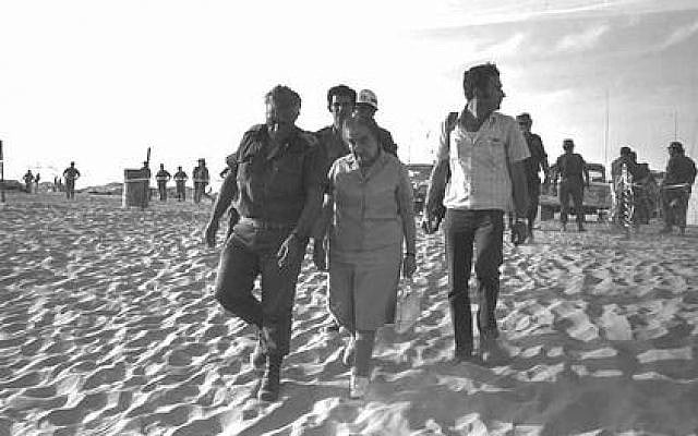 Prime minister Golda Meir touring the southern front with Maj. Gen. Ariel Sharon several days after the 1973 Yom Kippur War (Yehuda Tzion/ GPO) Prime minister Golda Meir touring the southern front with Maj. Gen. Ariel Sharon several days after the 1973 Yom Kippur War (Yehuda Tzion/ GPO)