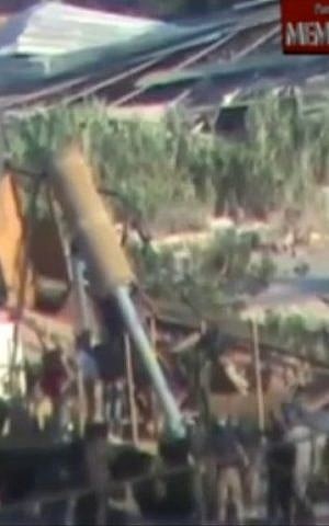 Screenshot from an unverified video obtained by MEMRI purporting to show the origin of the chemical weapons attack in a Damascus suburb on August 21, 2013.