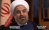 Screenshot from an interview Iranian President Hasan Rouhani gave to NBC News Wednesday September 18, 2013, his first to a US outlet since his election.