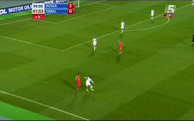Russia defeats Israel 3-1 in World Cup qualifying match, September 10, 2013. (Photo credit: Screenshot) Russia defeats Israel 3-1 in World Cup qualifying match, September 10, 2013. (Photo credit: Screenshot)