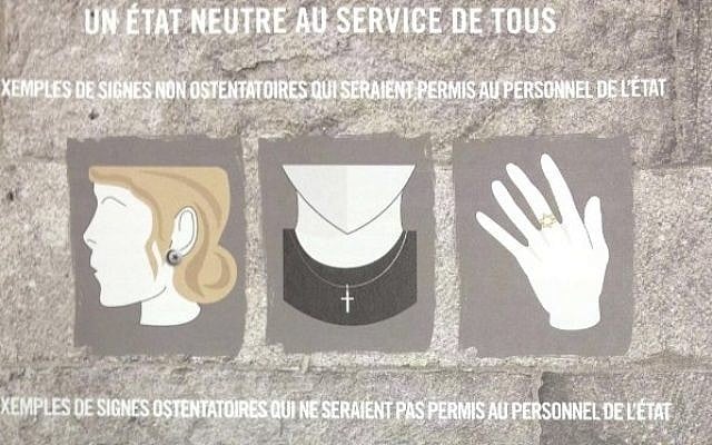 Image released by the Government of Quebec outlining what would be allowed and what wouldn't be allowed in the public sphere. (Photo credit: Government of Quebec) Image released by the Government of Quebec outlining what would be allowed and what wouldn't be allowed in the public sphere. (Photo credit: Government of Quebec)