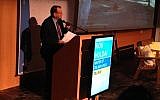 Tel Aviv Mayor Ron Huldai speaks at the Tel Aviv World Cities Summit (Photo credit: Courtesy)