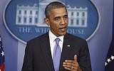 President Barack Obama briefs reporters at the White House in October. (photo credit: AP/Charles Dharapak)