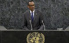 Paul Kagame, president of the Republic of Rwanda, addresses the 68th session of the General Assembly at United Nations headquarters, Wednesday, Sept. 25, 2013. (photo credit: AP/Mary Altaffer)