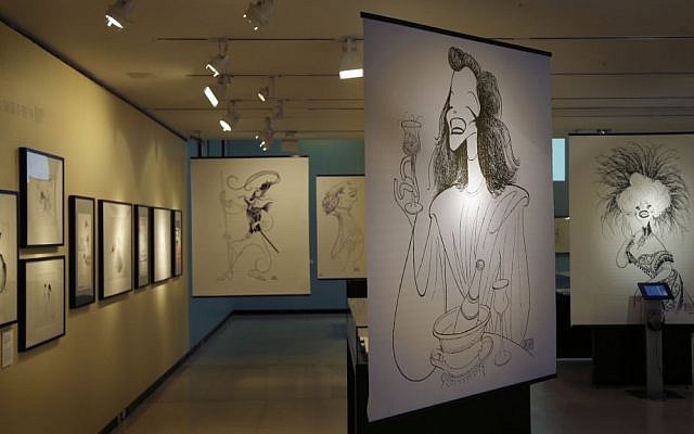 Drawings by Al Hirschfeld are displayed in an exhibit on the artist at the Library for the Performing Arts in New York, Wednesday, Oct. 16, 2013. (photo credit: AP Photo/Seth Wenig) Drawings by Al Hirschfeld are displayed in an exhibit on the artist at the Library for the Performing Arts in New York, Wednesday, Oct. 16, 2013. (photo credit: AP Photo/Seth Wenig)