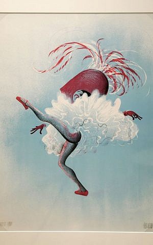 A drawing entitled 'Can-Can' is displayed in an exhibit on artist Al Hirschfeld at the Library for the Performing Arts in New York. (AP Photo/Seth Wenig)