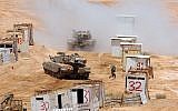Israeli tanks and soldiers take part in a large combined army drill, June 4, 2013. (photo credit: Tal Manor/IDF Spokesperson/Flash90)