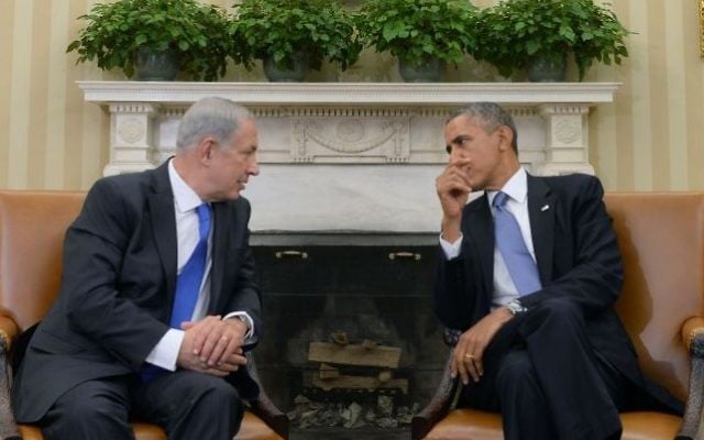 President Barack Obama and Prime Minister Benjamin Netanyahu hold a meeting in the Oval Office of the White House in Washington, DC, September 30, 2013. (Photo credit: Kobi Gideon/GPO/Flash90)