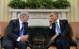 President Barack Obama and Prime Minister Benjamin Netanyahu hold a meeting in the Oval Office of the White House in Washington, DC, September 30, 2013. (Photo credit: Kobi Gideon/GPO/Flash90)