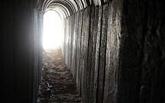 A view of a tunnel dug by Palestinians beneath the border between the Gaza Strip and Israel and recently uncovered by Israeli troops, on October 13, 2013. (photo credit: David Buimovitch/Flash90)