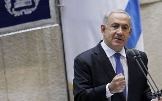 Prime Minister Benjamin Netanyahu addresses the Knesset during the opening of the winter session, on October 14, 2013. (photo credit: Miriam Alster/Flash90)
