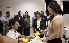 Danielle Barkat, daughter of Jerusalem's mayor, votes in Jerusalem Tuesday. (photo credit: Yonatan Sindel/Flash90)