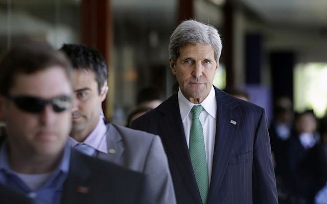 US State Secretary John Kerry (photo credit: AP/Dita Alangkara)
