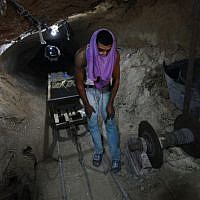 A Palestinian smuggling tunnel (photo credit: AP/Hatem Moussa) A Palestinian smuggling tunnel (photo credit: AP/Hatem Moussa)