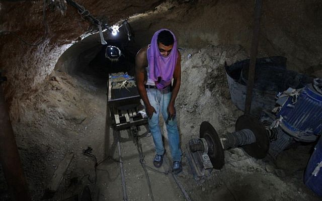 A Palestinian smuggling tunnel (photo credit: AP/Hatem Moussa)