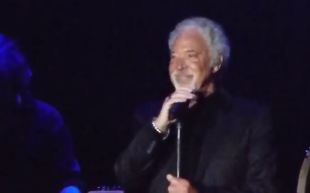 Tom Jones in Tel Aviv, October 2013 (photo credit: YouTube screenshot)