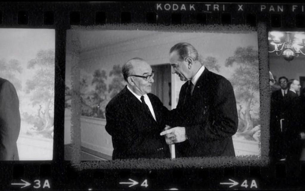 Photo proofs from a critical meeting between president Lyndon Johnson and prime minster Levi Eshkol at LBJ’s Texas ranch in January 1968, as seen in 'The Prime Ministers.' (photo credit: courtesy) Photo proofs from a critical meeting between president Lyndon Johnson and prime minster Levi Eshkol at LBJ’s Texas ranch in January 1968, as seen in 'The Prime Ministers.' (photo credit: courtesy)