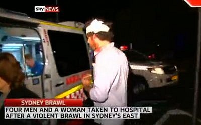 Screenshot from a video report broadcast by Sky News showing the aftermath of an anti-Semitic attack in Sydney, Australia, on October 25, 2013, in which five people were injured.